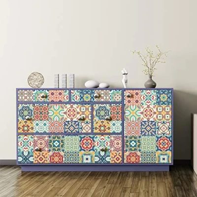 Image of Ambiance Sticker Self Adhesive Furniture and Tables Tile Stickers for Kitchen Living Room Decoration Oriano Pack of 24 10 x cm