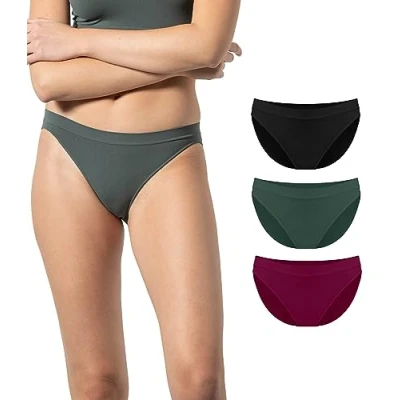 Image of Risalti Underwear Women Low Waist Microfibre 3 Pack Women&#039;s Knickers Seamless, Pants For Breathable, Womens Multipack, Softer than Cotton Made in Italy