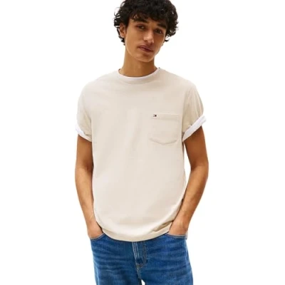 Image of Tommy Hilfiger Essential TEE Basic Tshirt, Men&#039;s, Size: Small, Newsprint