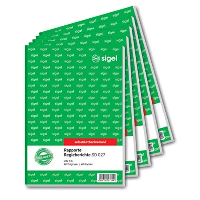 Image of Sigel SD027 Rapport Director&#039;s Report A5 2x40 Sheets Carbonless Qty: 1 5 Items Piece