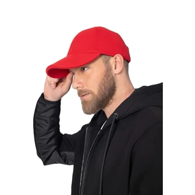 Image of HATSQUARE Wool Blend Baseball Cap, Unisex Sports Men Winter Hat, Adjustable Red, One Size