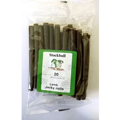 Image of STOCKBULL LAMB JERKY ROLLS X 20 PER PACK TRAINING DOG TREAT 1, 3 OR 6 PACKS (3 PACKS)