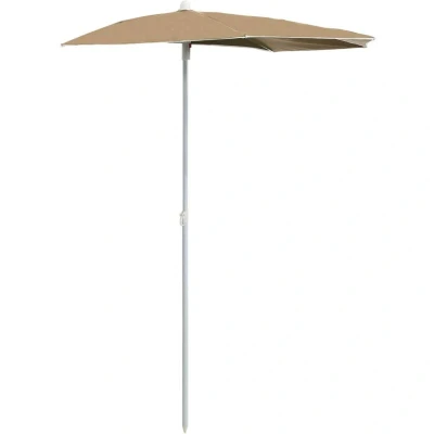 Image of vidaXL Garden Half Parasol with Pole 180x90 cm Taupe