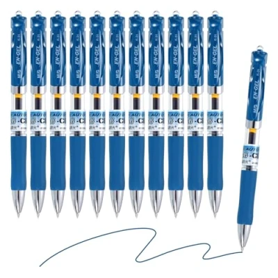 Image of M&amp;G Gel Pen Medium Point 0.5mm, 12 Pack Quick Dry Smooth Retractable Dark Blue Ink Rollerball for Home Office Writing Note Taking Journaling Business, Style 1