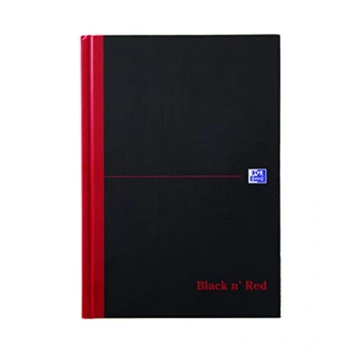 Image of Oxford Black n&#039; Red A5 Hardback Casebound Notebook Ruled with Single Cash 192 Page, 5 Notebooks
