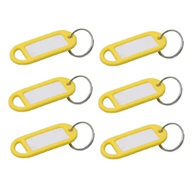 Image of Merriway BH02564 (20 Pcs) Yellow Key Ring Luggage Tags with Labels Pack of 20 Pieces