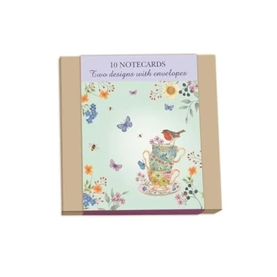 Image of Otter House Pack of 10 Notecards Tea Cups &amp; Watering Can