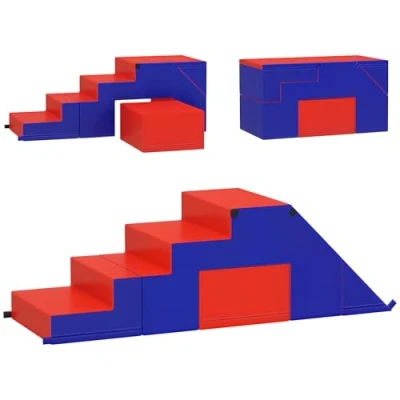 Image of HOMCOM Soft Play Set, 2 Piece Baby Foam Blocks Climb and Crawl Activity Toys, Toddler Equipment for 1 3 Years