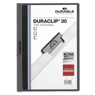 Image of DURACLIP 30 A4 Clip Folder Holds Up to Sheets of Paper Robust Metal Sprung Anthracite Grey Coloured Files
