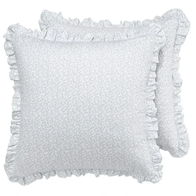 Image of Laura Ashley Decorative Pillow Case for Bedroom and Home Décor, Cotton, Chloe Blue, European Square