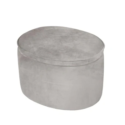 Image of roba Oval Children&#039;s Storage Ottoman &#039;Lil Sofa&#039; Comfy Kid&#039;s Pouf with Velvet Upholstery (Silver Gray)