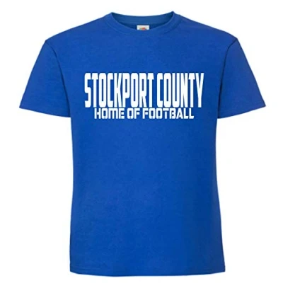 Image of Stockport County Home of Football Premium Mens T Shirt XX Large Blue