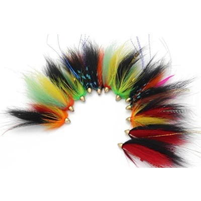Image of Tigofly 12 pcs Cone Head Tube Fly For Salmon Trout Steelhead Fishing Flies Lures Set
