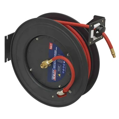 Image of Sealey Retractable Air Hose Steel Reel 20m Ø10mm ID Rubber