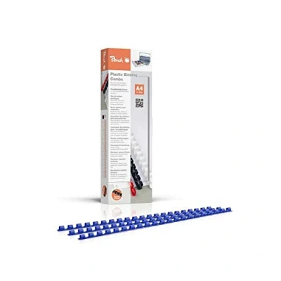 Image of Peach PB406 04 Plastic Binding Combs A4 6 mm 25 Sheets Pack of 100 Blue