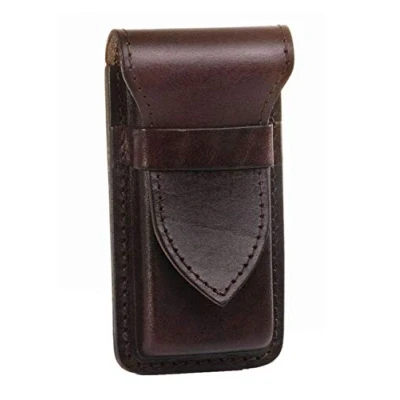 Image of MIKA 28063302 Pen Case Made of Genuine Saddle Leather, for 4 Pens and Writing Instruments All Kinds, Ballpoint Fountain Pens, Brown Leather Approx. 16 x 2 7 cm, Brown,