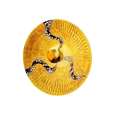 Image of Luna Designer Glass Large Wall Light Polished Gold Kiss Pattern, 1x E27