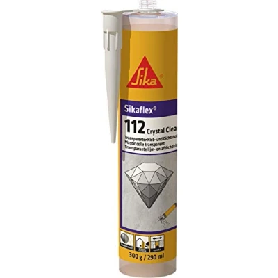 Image of Sika Adhesive and Sealant Sikaflex 112 Crystal Clear Transparent for Sealing Joints Indoor Outdoor Use Decorative 290 ml