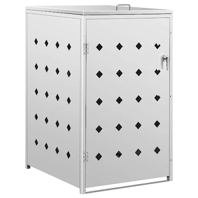 Image of &quot;vidaXL Single Wheelie Bin Shed in Stainless Steel for 240L Garbage Can, Ventilated and Lockable, Easy to Clean, Outdoor Waste Storage Solution&quot;