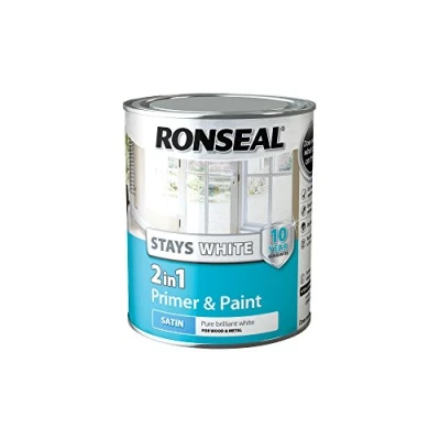 Image of Ronseal Stays White 2 IN 1 Primer and Paint Satin 750ml