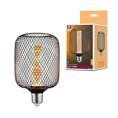 Image of Paulmann 29083 Glow Edition Standard 230V LED lamp Zyl E27 Spiral 4.2W 200lm 100mm Black Metal 1800K, 4.2 W