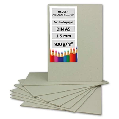 Image of Bookbinding Cardboard, A3 / A4, 1.5 mm, Extra Strong Cardboard Pack of 10 DIN A5 Grey/Brown mm
