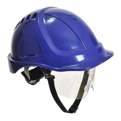 Image of Portwest PW54 Endurance Plus Visor Workwear Safety Helmet Royal Blue