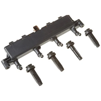 Image of 597072, 597074, 5970A9 Ignition Coil VALEO 245109 4 pin Connector black Strips, Type SAE PEUGEOT: 206 Hatchback