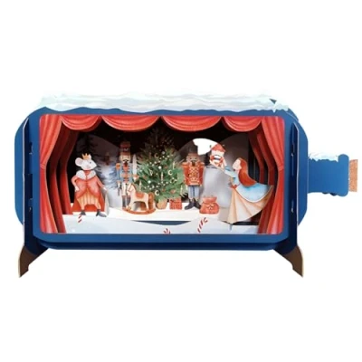 Image of Message In A Bottle Nutcracker Soldier Pop Up Christmas Card By Alljoy Cards XMIB075