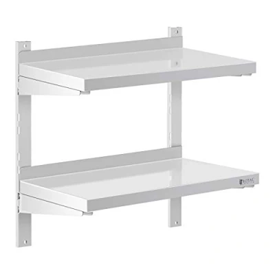 Image of Royal Catering Stainless Steel Wall Shelf Kitchen Commercial 2 Shelves 30x60cm RCWR 600.3 (Shelf Thickness 3.5cm, Load Capacity/Shelf 20kg)