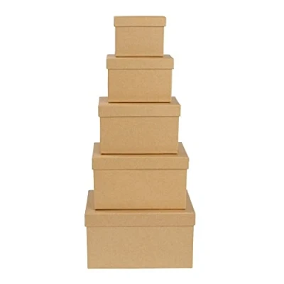 Image of Ideen mit Herz Set of 5 Gift Boxes with Lid, Different Sizes, Large to Small, Decanter Box, Ideal for Birthday and Wedding, Rectangular 8 18 cm