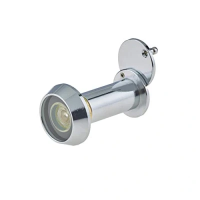 Image of Door Viewer Polished Chrome Peepholes or Peek Holes 200 Degree Fire Rated Spy Hole with Privacy Cover