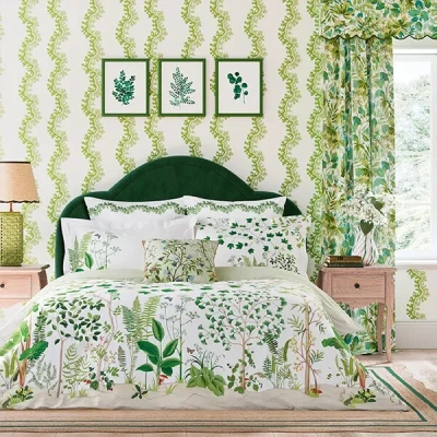 Image of Sanderson Sycamore &amp; Oak Duvet Cover Set King Size Botanical Green