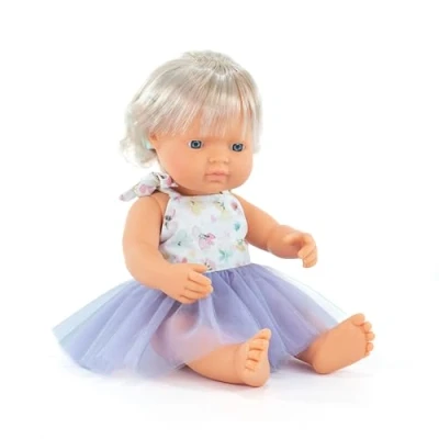 Image of Miniland Baby Doll Caucasian Girl with hearing implant 38cm. Made in Spain vanilla scent. Anatomically correct. My Friends &amp; Me collection