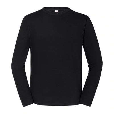 Image of Fruit of the Loom Mens Iconic 195 Premium Ringspun Cotton Long Sleeved T Shirt (Black) Size Medium