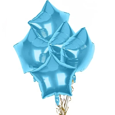 Image of Pack of 5 Baby Blue Star Balloons, 18&quot; Shape Foil Balloons Helium for Valentines Engagement Bridal Shower Graduation Wedding Anniversary Birthday Party Decorations