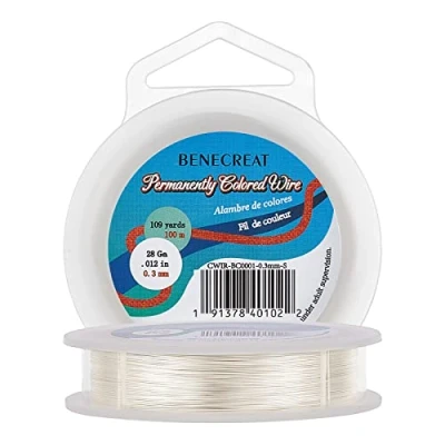 Image of BENECREAT 0.3mm Real Gold Plated Jewellery Making Copper Wire, 100m Tarnish Resistant Silver Wire Beading Craft for Jewelry Supplies and Crafting