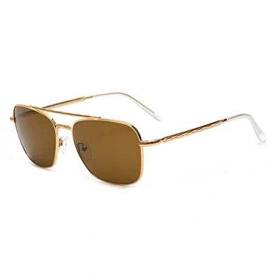 Image of Jim Halo Square Pilot Sunglasses for Men Women, Premium Glass Lens Metal Deiving Shades Gold/Brown