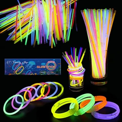 Image of 50pcs Premium 8 Inch Glow Sticks With Connectors To Make Neon Necklace Wrist Band Bracelets, Party Favours, Bag Fillers for Kids Accessories, Long lasting Children