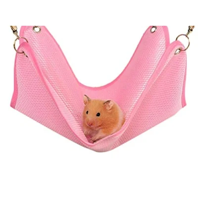 Image of Hamster Hammock Bed Swing Hanging Pet Breathable Mesh Small Animal Toys (Pink)