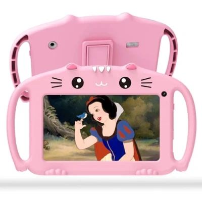 Image of Ascrecem Kids Tablets Android Childrens Tablet for with WiFi Quad Core 2G 32G ROM Toddler kid Parental Control Educational Games Shockproof Case Youtube Netflix Google Play (Pink)