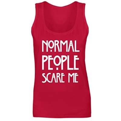 Image of Womens Normal People Scare Me Slogan Vest Tank Top Red UK 16 (XXL)