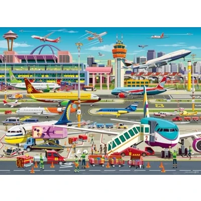 Image of Ravensburger Airport Central 150 Piece Jigsaw Puzzle for Kids Age 7 Years Up Aeroplanes &amp; Aviation
