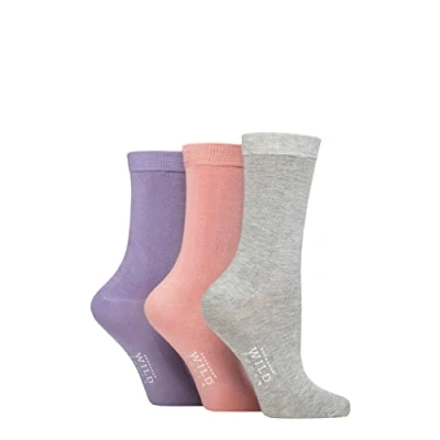 Image of Women&#039;s 3 Pair Wildfeet Plain Bamboo Socks Grey / Pink Purple 4 8