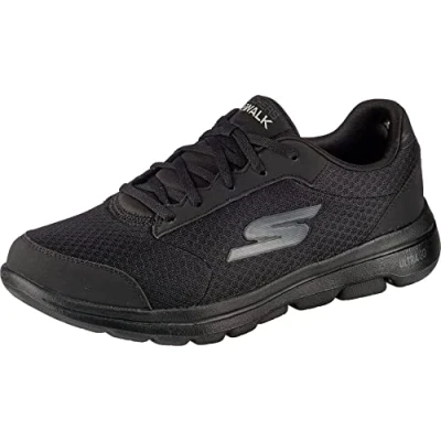Image of Skechers Men&#039;s Go Walk 5 Qualify Trainers, Black Textile Synthetic Trim Bbk, 12 UK
