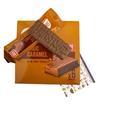 Image of AETN Creations SlimFast Caramel Snack Bars Multipack 6 Chewy Chocolate with Meal Planner and Fridge Magnet