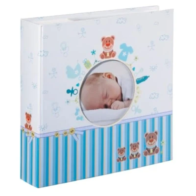 Image of Hama &quot;Tim&quot; Memo Photo Album 22.5x22cm With Space to Insert a in the Cover For Memos and Notes on Each Page 10x15cm Pictures 100 Pages 200 Photos Blue White