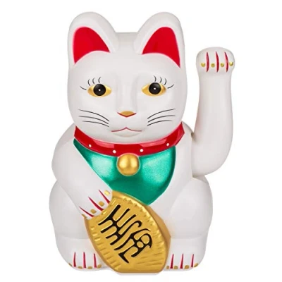 Image of Out of the blue Decorative Object/Chinese Lucky Cat Waving Left Paw 20 x 14 cm Multi Coloured