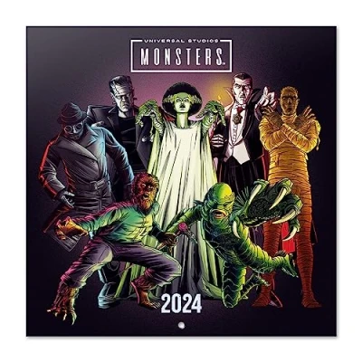 Image of Grupo Erik Universal Monstrers Wall Calendar 2024 12&quot; x 12 Month Planner Square Family Cool