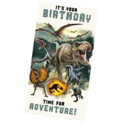 Image of Official Jurassic World The Movie Birthday Card, Card General, Special Occasions Recyclable Officially Licensed